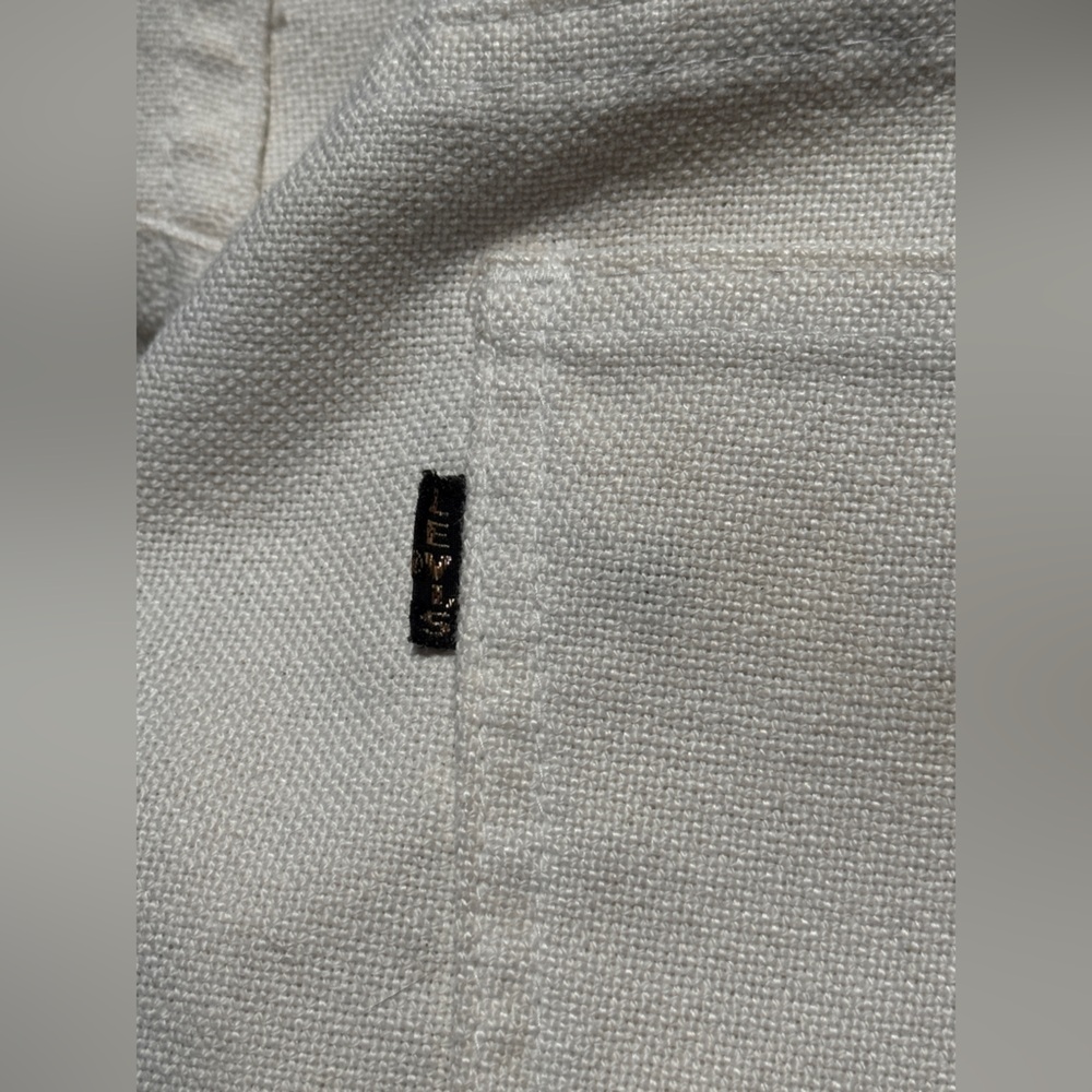 60s Vintage Big E Levi’s Sta-Press White Pants Plus Size - Picture 3 of 14